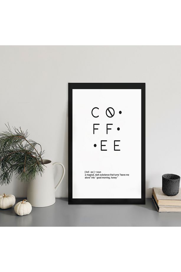 1 Adet Siyah Coffee Yazılı Ahşap Mdf Çerçeve Görünümlü Mdf Tablo - 3
