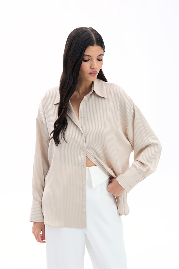 قميص منقوش بخط ذاتي - حجري - 2