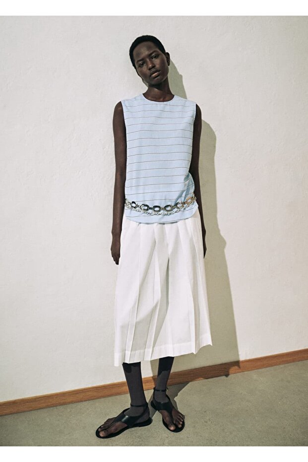 Gestreifte Baumwollbluse - 7