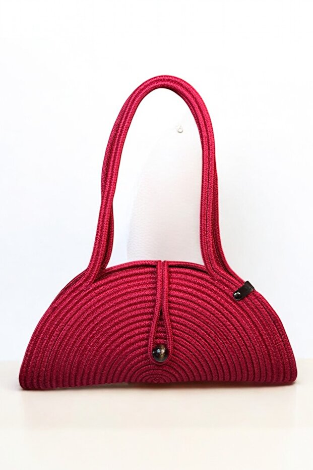 Mia Natural Wooden Beaded Straw Look Shoulder Bag