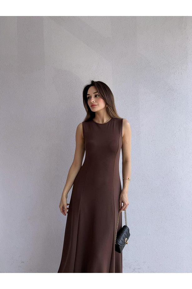 NOLLER Maxi Elbise 6748 - Acı kahve - 1
