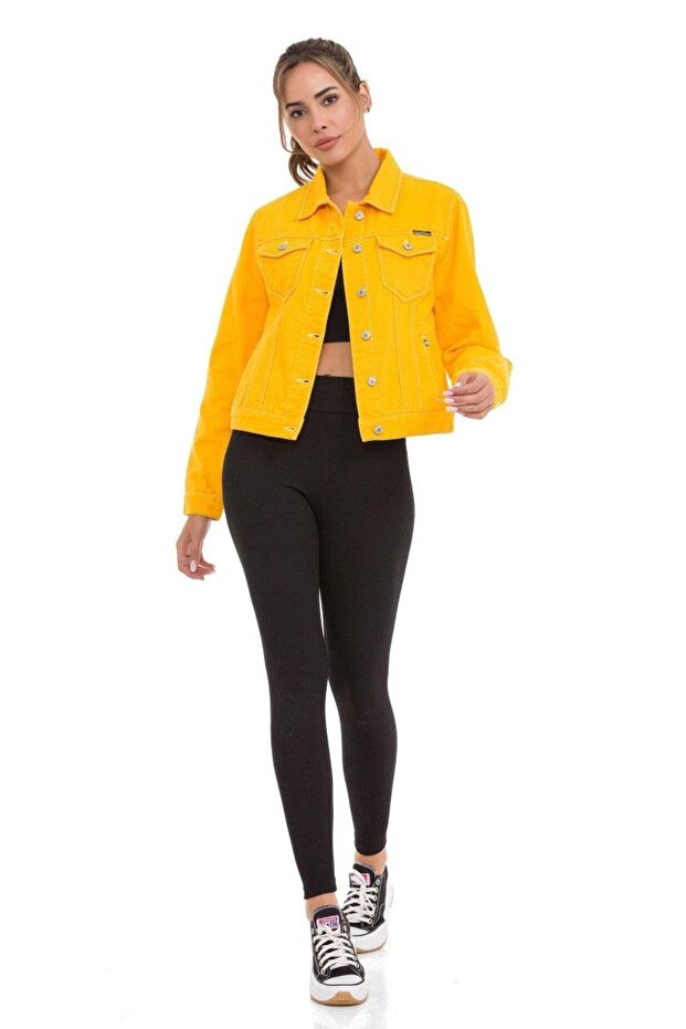 WJ212 Basic Kısa Kadın Jeans Ceket - 3
