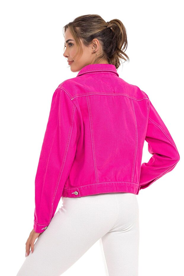 WJ212 Basic Kısa Kadın Jeans Ceket - 3