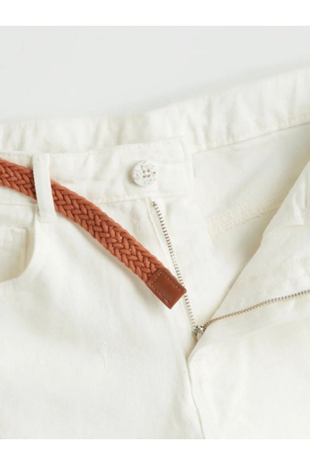 LCW Kids Ekru Basic Kız Çocuk Jean Şort - 2