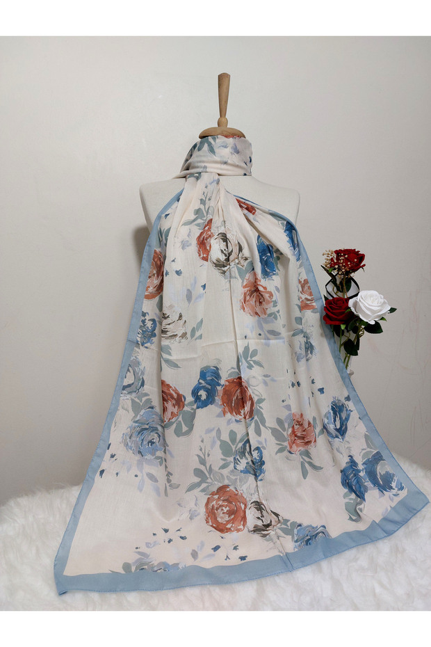 شال قطن ناعم منقوش - 2