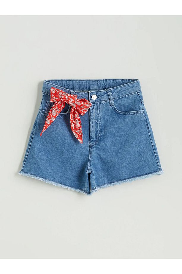 LCW Kids Mavi Kız Çocuk Jean Şort - 1