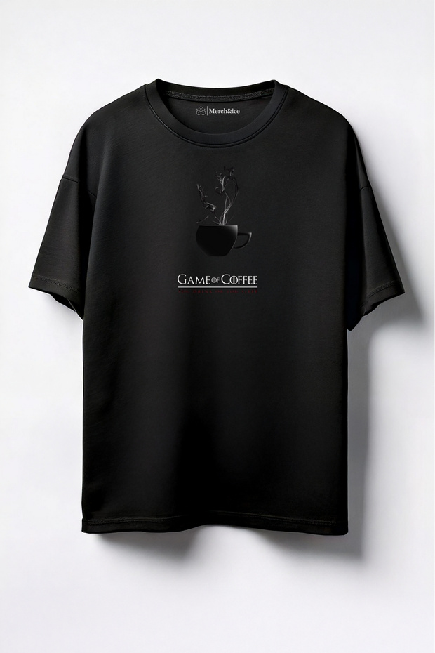 Game of Coffee Printed Unisex Oversize T-Shirt