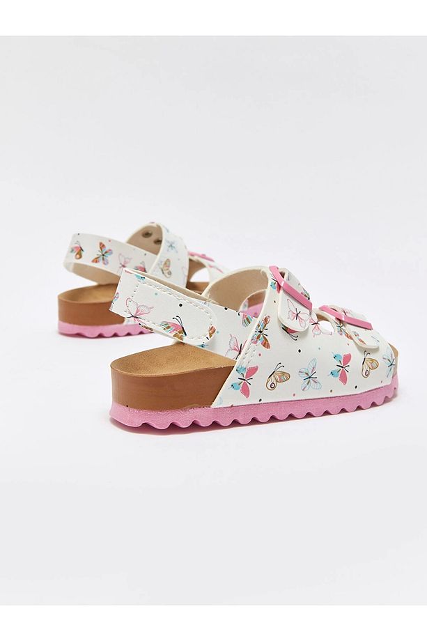 LCW STEPS EKRU Baskılı Kız Çocuk Sandalet - 5
