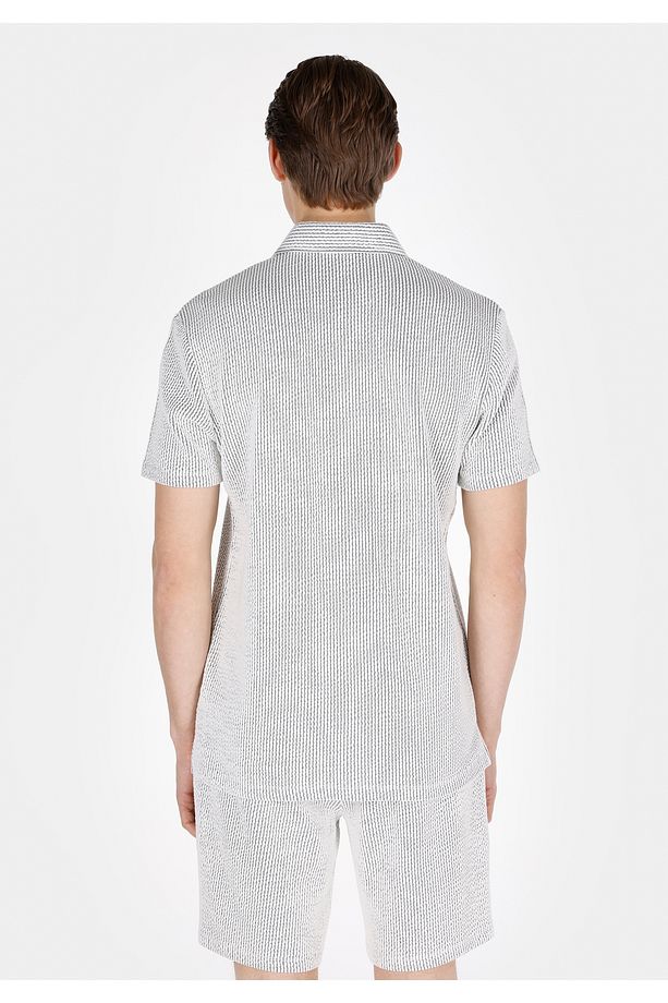 Regular Fit Polo Yaka Jakarlı Erkek Gri Kısa Kol Tişört - 2