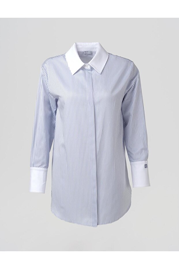 تونيك قطني أساسي بأكمام واسعة باللون الأبيض البصري - 1