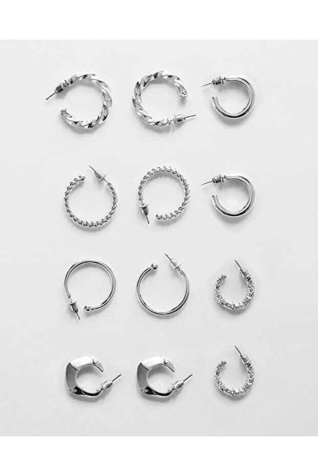 Kadın Gümüş Basic 6’Lı Küpe Seti - 1