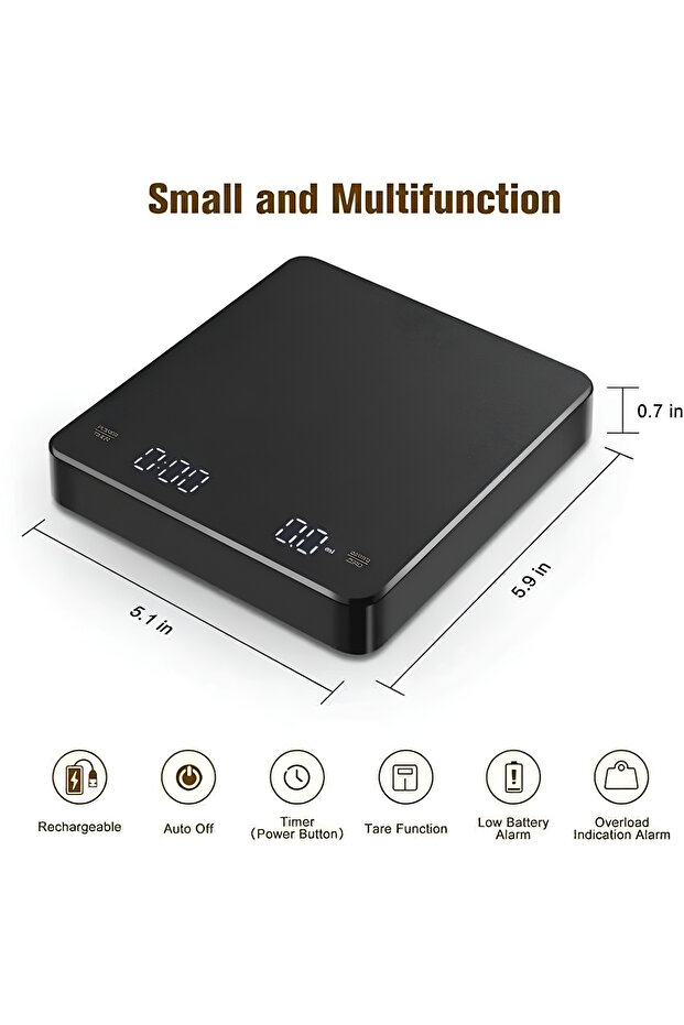 Coffee Scale, LED Display, Rechargeable, Three Measurement Units, Suitable for Precise Measurement - 4