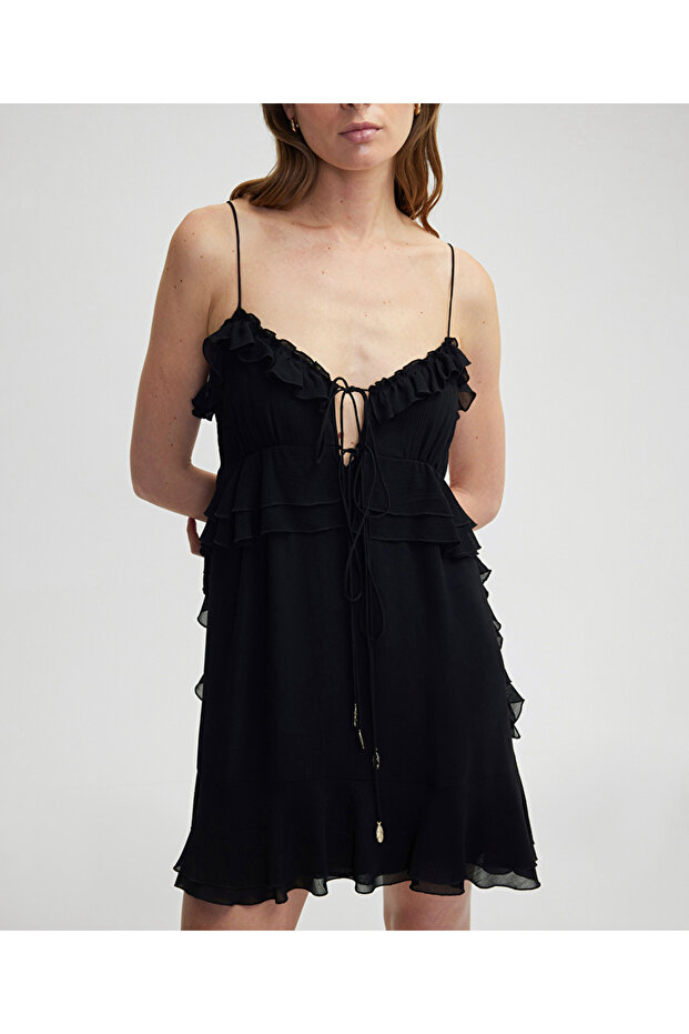 Fırfırlı mini elbise - 5