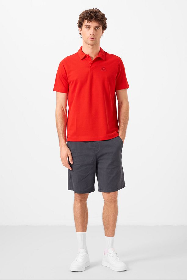Gri Standart Fit Dokuma Hafif Esnek Chino Erkek Şort - 81292 - 1