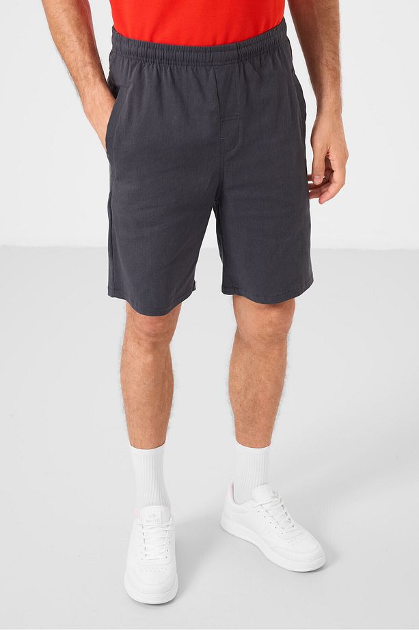 Gri Standart Fit Dokuma Hafif Esnek Chino Erkek Şort - 81292 - 3