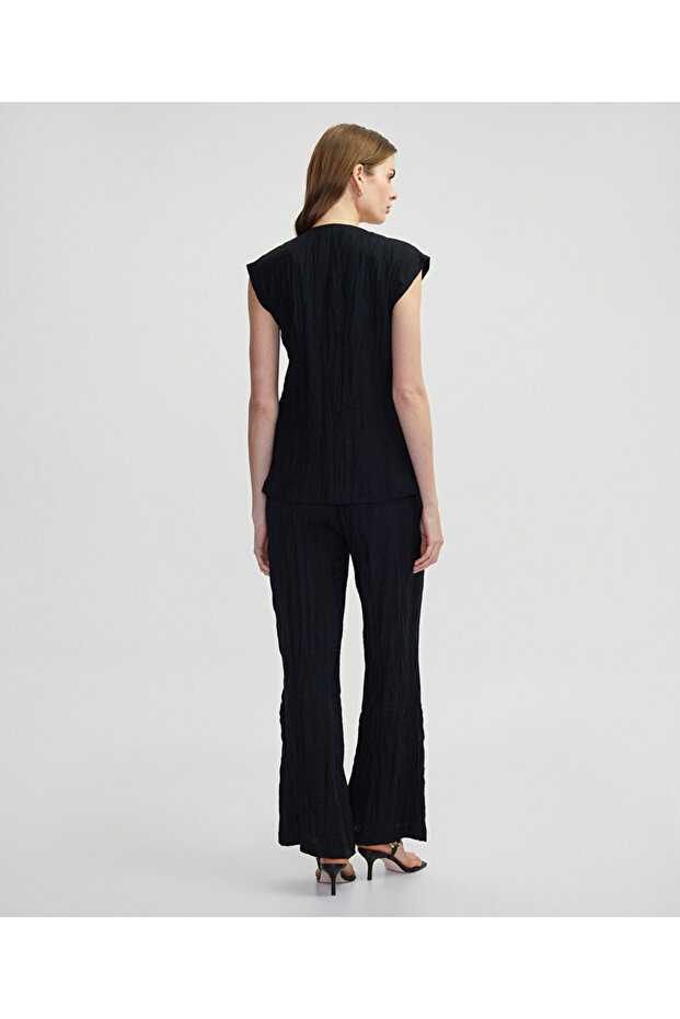 Kırışık görünümlü yelek - 6