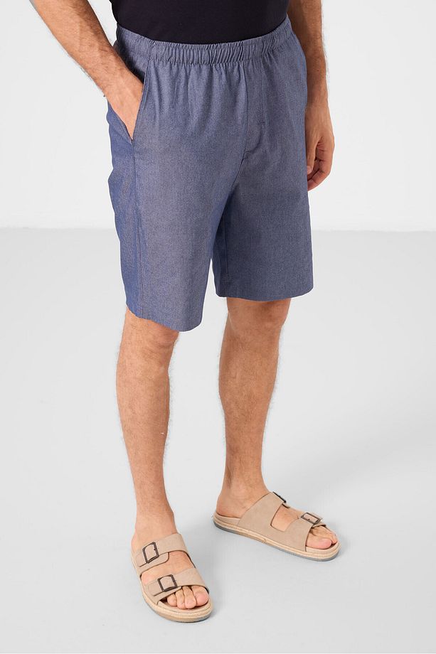 Kot Lacivert Standart Fit Dokuma Hafif Esnek Chino Erkek Şort - 81291 - 6