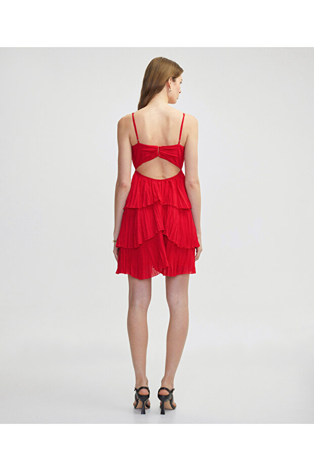 Kırışık efektli askılı elbise - 6