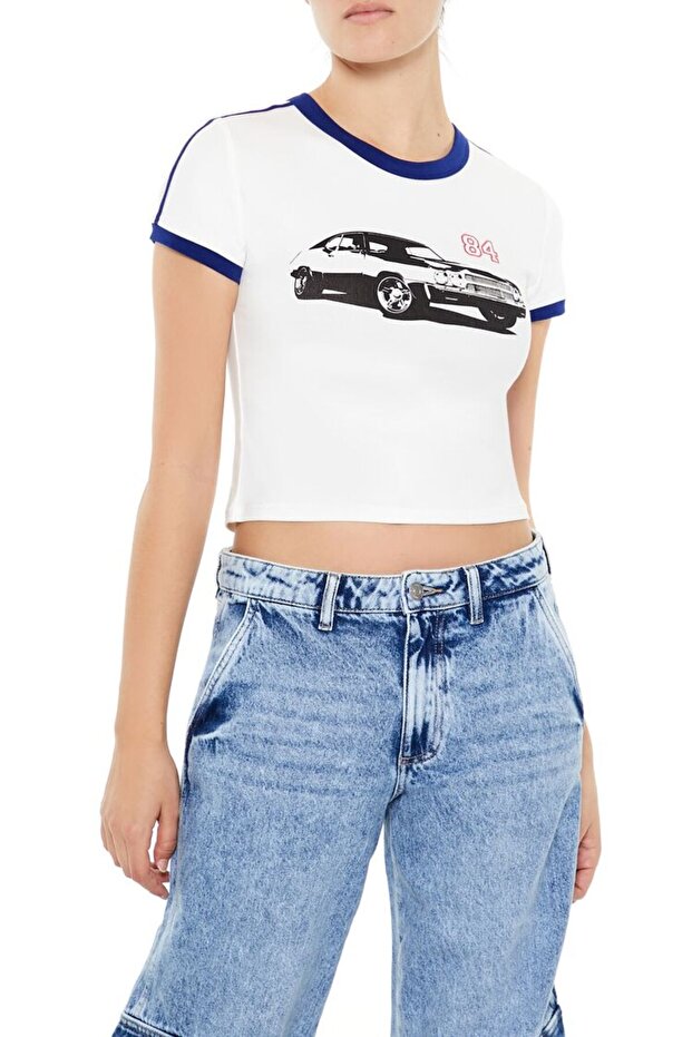 Araba Baskılı Baby Tee Tişört - 2