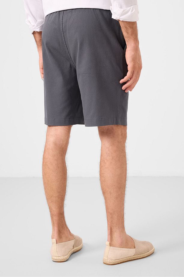 Antrasit Standart Fit Dokuma Hafif Esnek Chino Erkek Şort - 81289 - 7