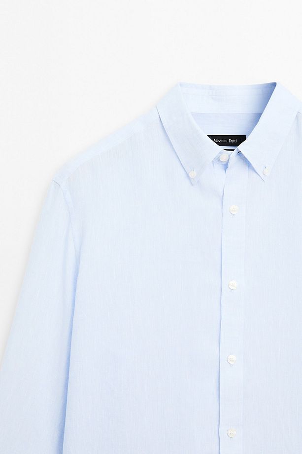 %100 keten regular fit gömlek - 7