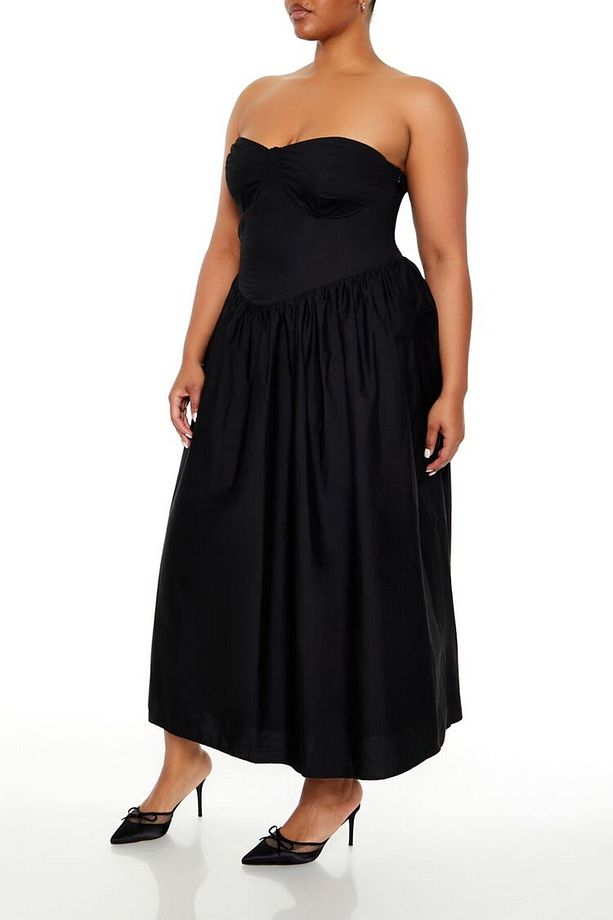 Plus Size Kalp Yaka Elbise - 3