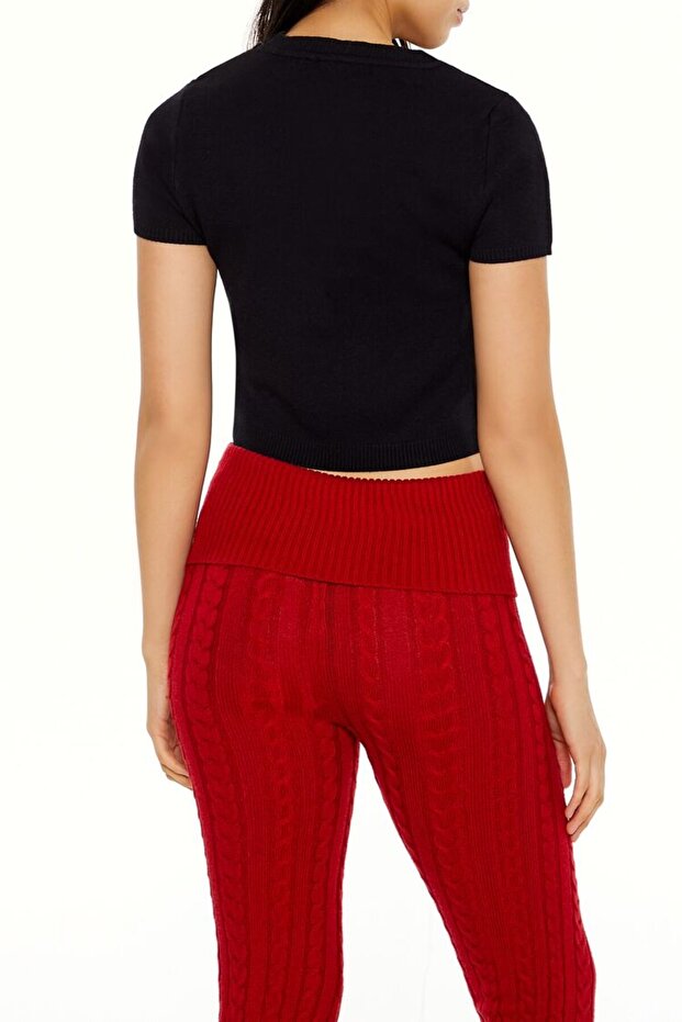 Bite Me Yazılı Triko Tişört - 6