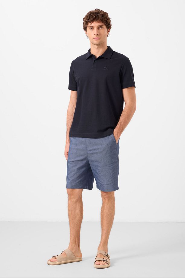 Kot Lacivert Standart Fit Dokuma Hafif Esnek Chino Erkek Şort - 81291 - 5