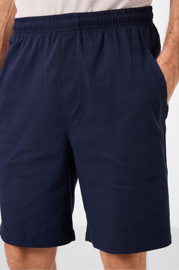 Lacivert Standart Fit Dokuma Hafif Esnek Chino Erkek Şort - 81292 - 4