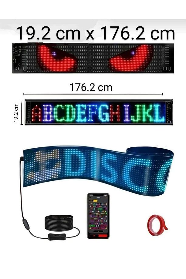 Katlanabilir Usb Matrix Led Panel Cama Yapışan Telefon Kontrollü Led Ekran 19,2 CmX176,2 Cm (16192+) - 1