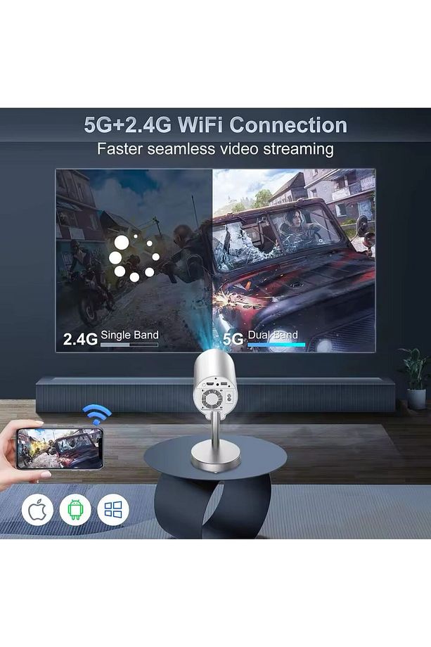 SK12 Projeksiyon Cihazı Taşınabilir Android Sistemli Wifi HDMI USB Destekli Projektör - 5