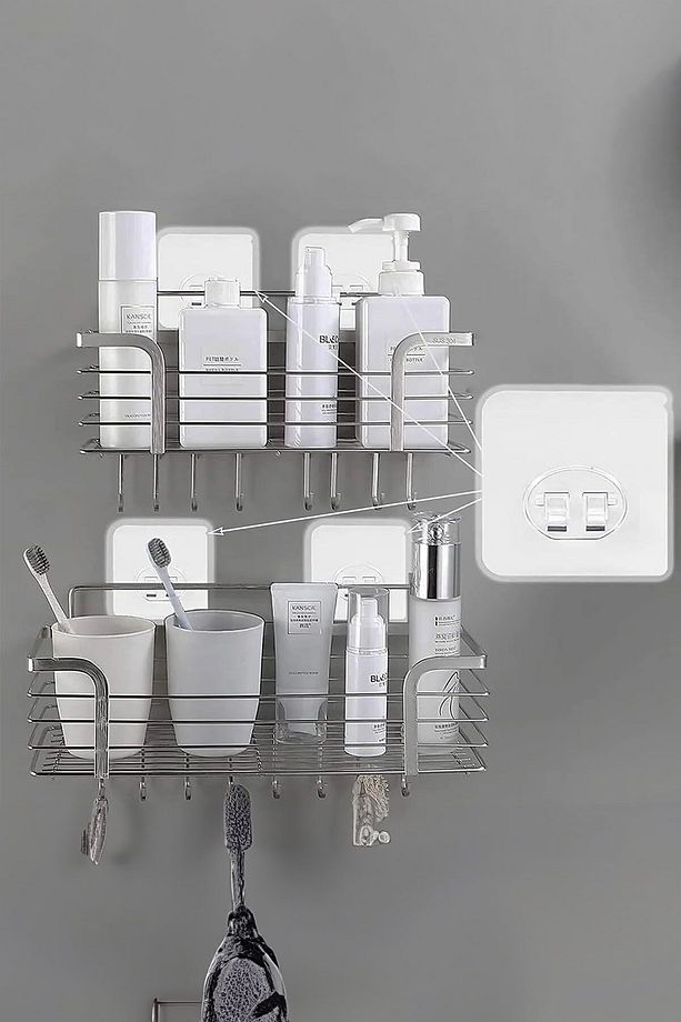 10 Adet 7x7cm Yedek Süper Güçlü Yapışkanlı Askı, 20KG Banyo - Mutfak Raf Tutucu Sticker, Delmesiz - 5