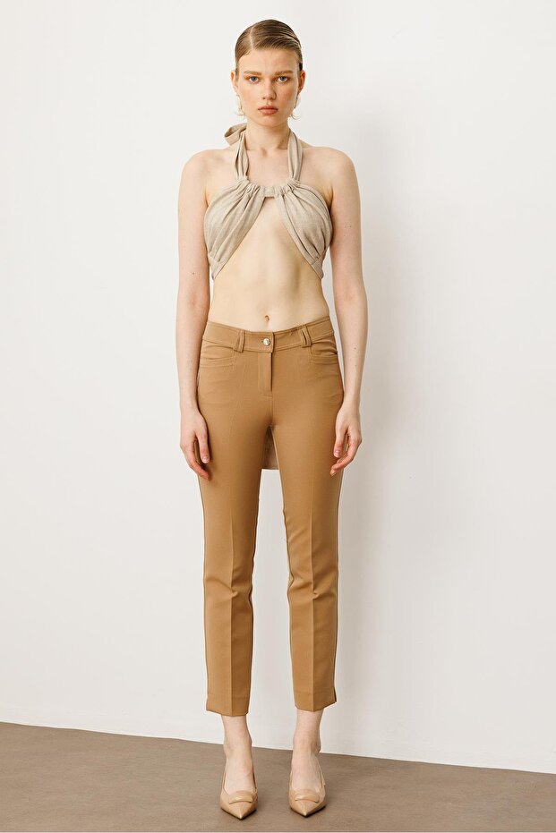 Modailgi Köşe Cep Dar Paça Pantolon Camel - 1