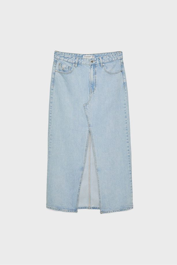 D70 dökümlü denim midi etek - 6