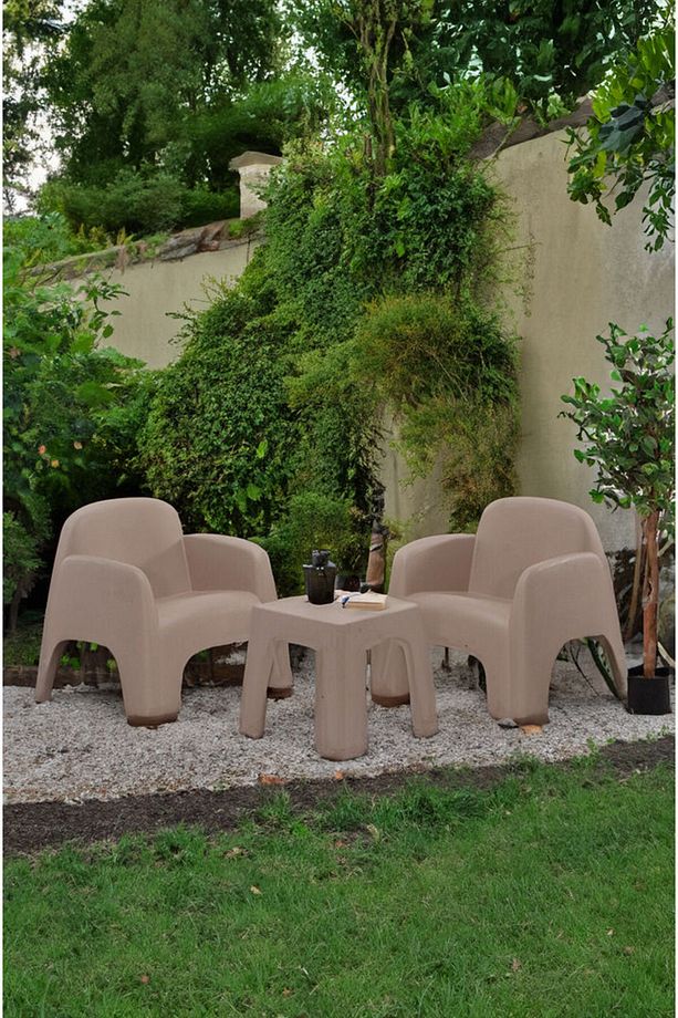 Şile Pratik Bahçe, Balkon, Teras Oturma Grubu 1-1-Sehpa Bahçe Takımı, Bahçe Mobilyası / Cappucino - 1