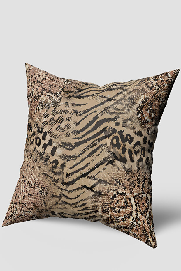 Brown Leopard Tiger Pattern Throw Pillow Cover - 1