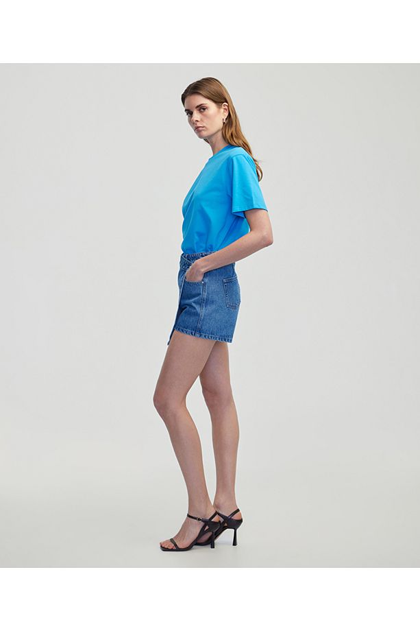 Cepli anvelop denim şort etek - 5