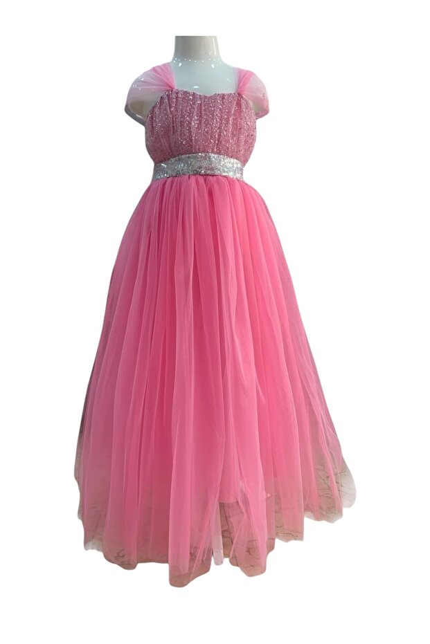 Tulle Hanger Long Girl's Evening Dress