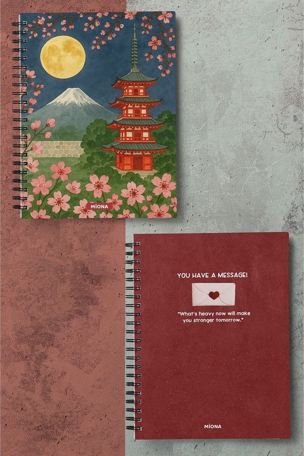 A5 Spiralli Karton Kapak 2’li Set 80 Gram 60 Yaprak Çizgili Okul Defteri , Notebook - 1
