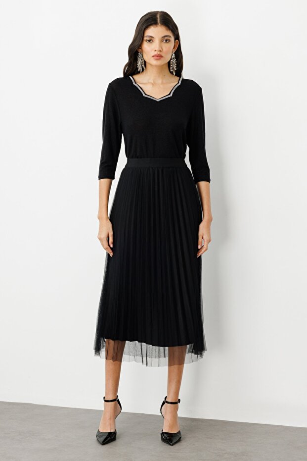 Beli Lastikli Piliseli Etek - 1