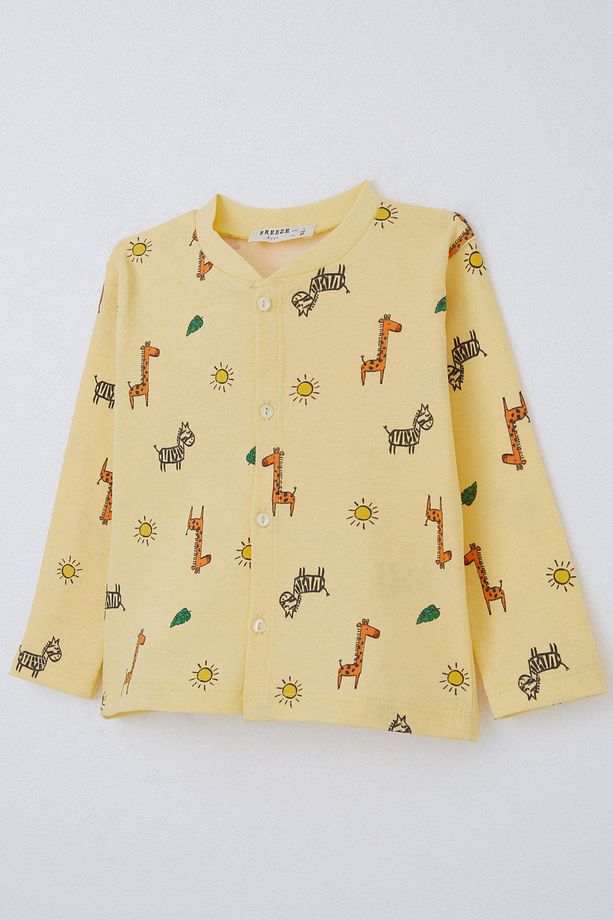 Erkek Bebek Pijama Takımı Minik Safari Temalı Hayvancık Desenli 4 Ay-1 Yaş, Sarı - 6