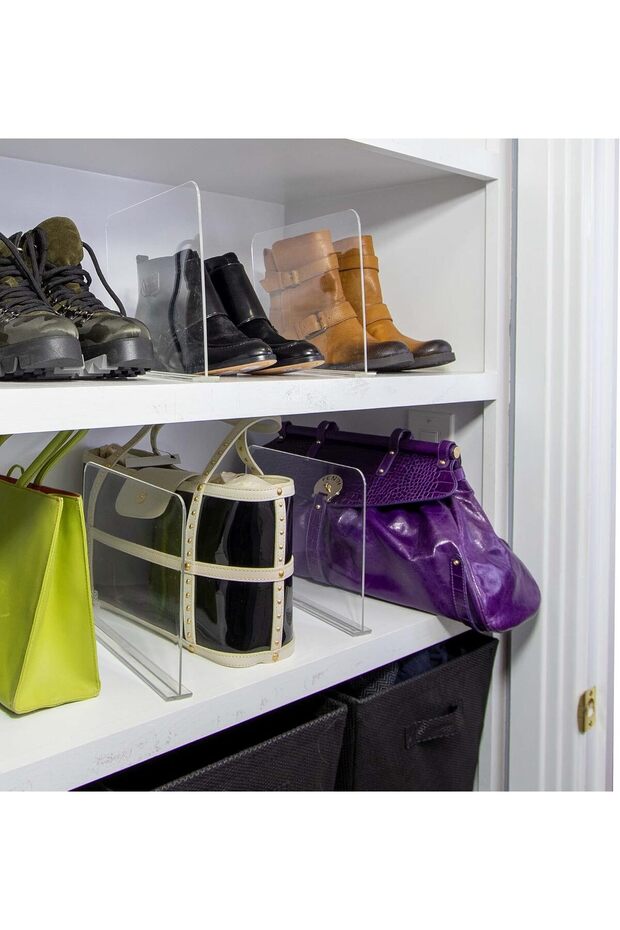 Pack Of 6 Clear Acrylic Closet Shelf Dividers For Clothes