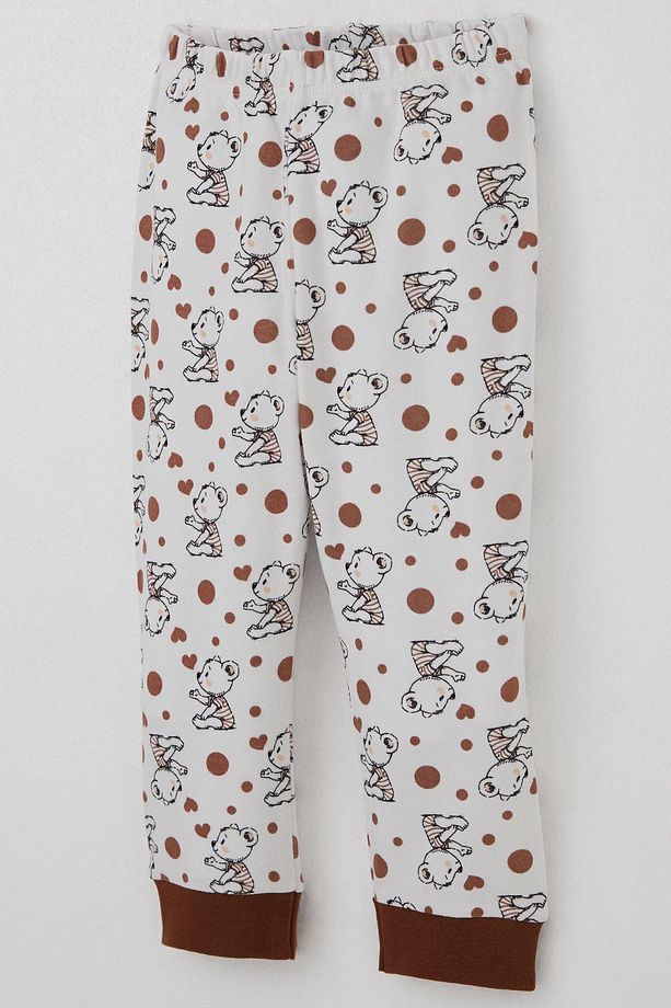 Erkek Bebek Pijama Takımı Bebek Sevimli Ayıcık Desenli 4 Ay-1 Yaş, Ekru - 7