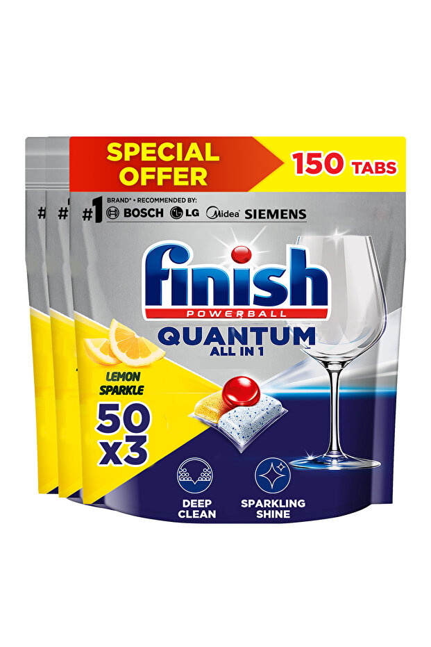 Powerball Quantum Dishwasher Detergent, Lemon Sparkle Scent, 50 Tabs X 3