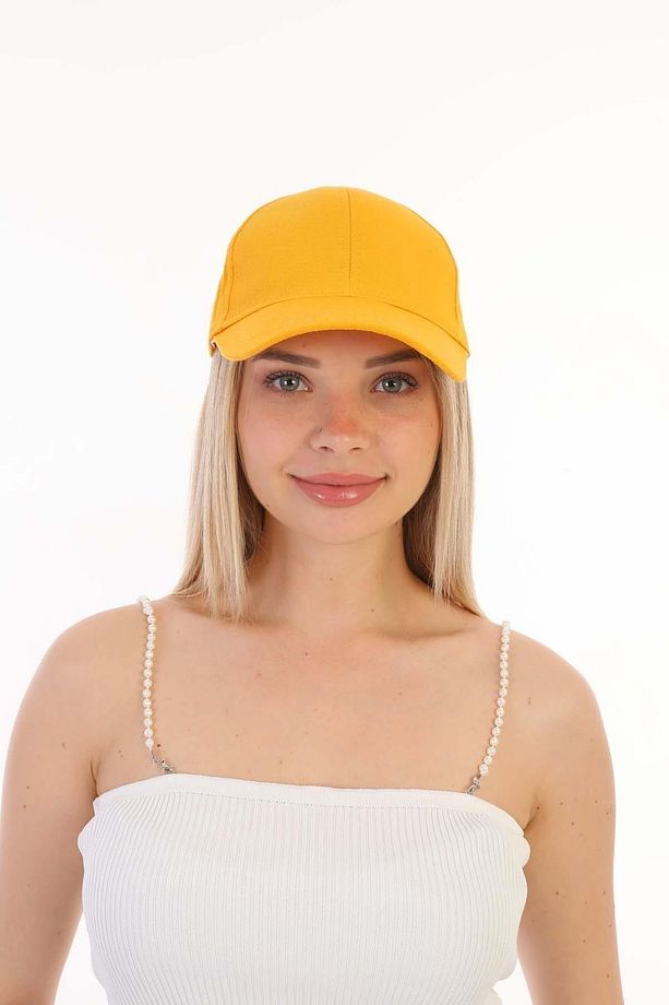 Unisex Ayarlanabilir Sarı Spor Basic Şapka - 3