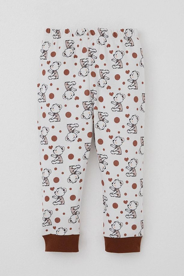 Erkek Bebek Pijama Takımı Bebek Sevimli Ayıcık Desenli 4 Ay-1 Yaş, Ekru - 5