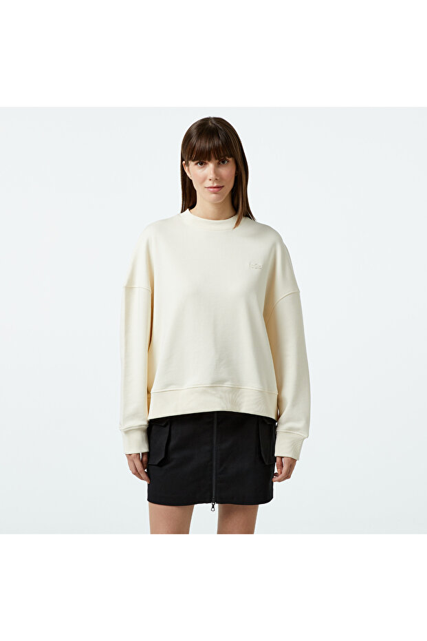 Classic Kadın Krem Sweatshirt - 1