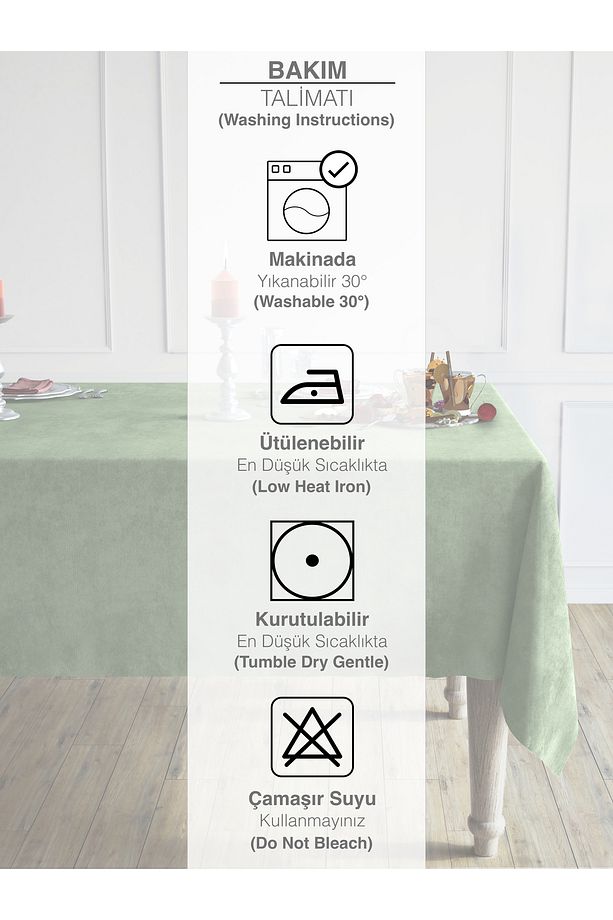 Daily Series Kadife Dokulu Ada Çayı Rengi Masa Örtüsü - 5