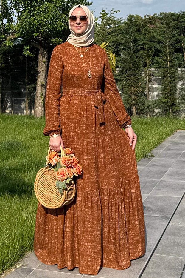 Kot Efektli Elbise Kiremit - 4