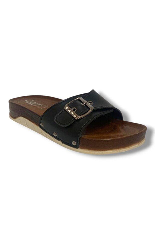 Capri 9002-25 Leather Single Band Buckle Women's Slippers